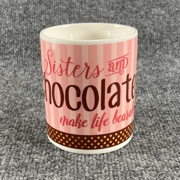 Sister and Chocolate make life bearable Large Pink Chocolate-Coffee Mug - Picture 1 of 6